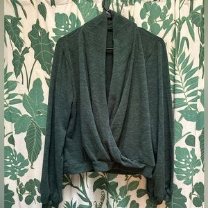 Faux wrap long-sleeve shirt